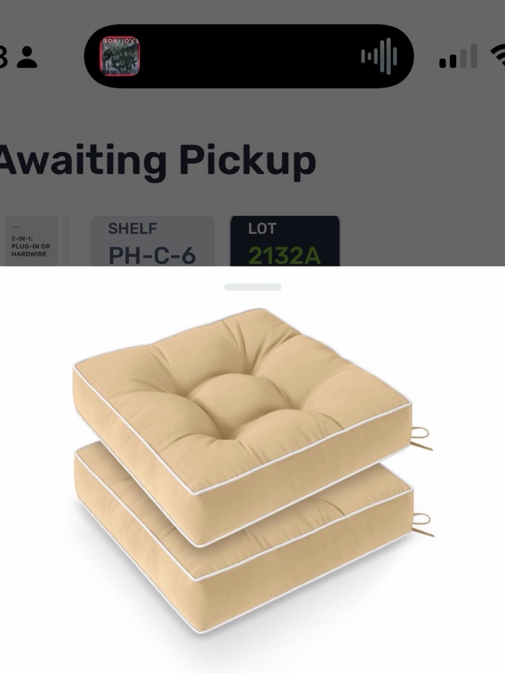 2 Beige Tufted Seat Cushions with White Piping 19x19x5 -